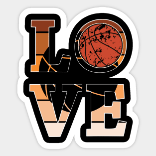 Retro Love Basketball Art Sticker